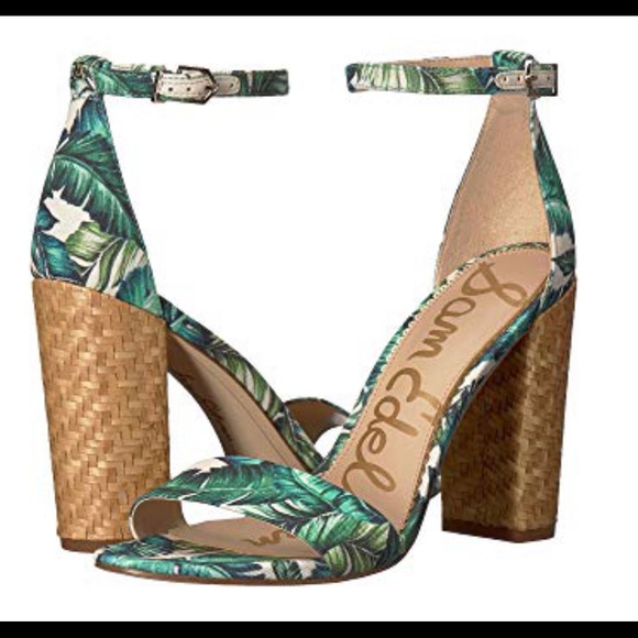 Sam Edelman Shoes - Sam Edelman Palm Print Block-Heel Sandals